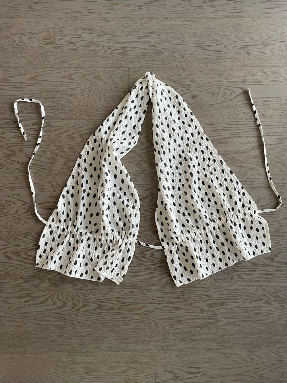 Zara White Crop Top with Black Polka Dots